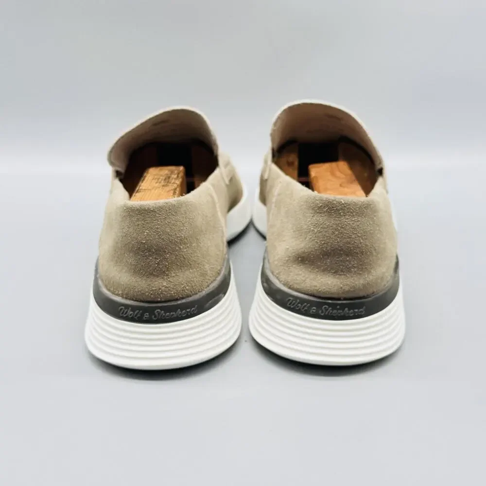 Wolf & Shepherd Shoes Mens 7 Brown Suede Crossover Penny Loafer Sneakers Casual